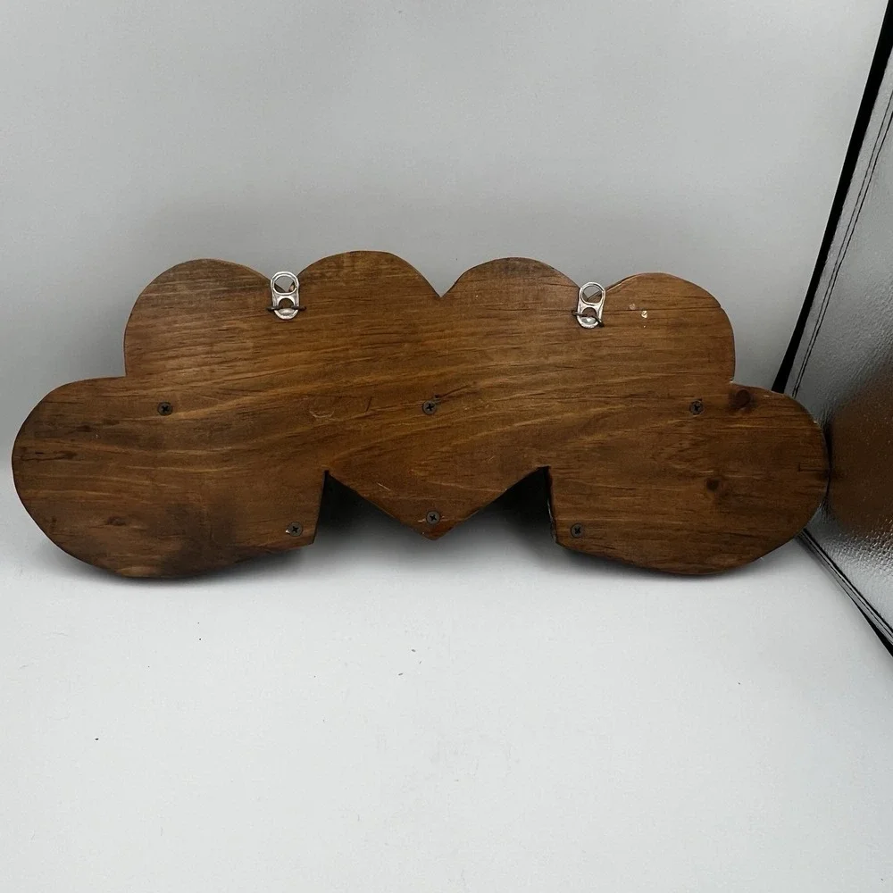 Vintage Wooden Interlocking 3 Heart Shaped Wall Shelf W/Peg Cottagecore Granny